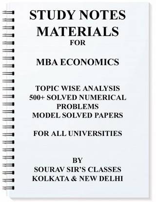 Study Notes Materials For Mba Economics 500+ Solved Numericals Model Solved Papers Topic Wise Analysis