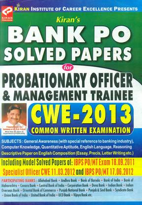 Bank PO Solved Paper For Probationary Officer & Management Trainee CWE Solved Paper