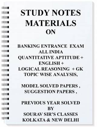 Study Notes Materials On Quantitative Aptitude + English + Logical Reasoing + Gk Model Solved Papers