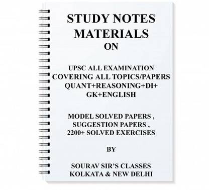 Study Material Notes On Csat Combined Quant + Reasoning+ Eng+gk+di With Solved Exercises , Model Paper, Suggestion Papers