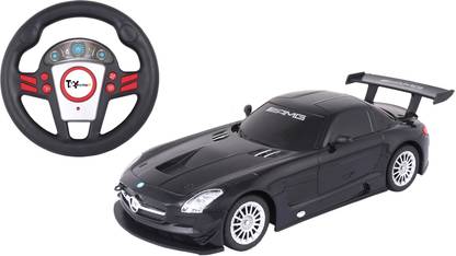 Toy House Officially Licensed 1:24 Mercedes SLS AMG GT3 with small steering RC Car, Black