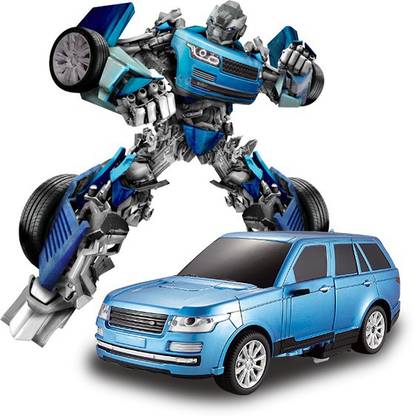 turboz Remote Controlled Transforming Robot Changing Robot Car Regular Blue City Car-TT651A