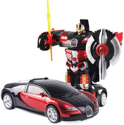 The Flyer's Bay One Button Transforming Bugatti Car into Robot with Cool Dance Feature(Red)