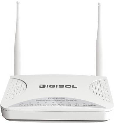 DIGISOL DG-BG4300NU Wireless ADSL 2/2+ Broadband Router
with USB Port Wireless Router 2.4 GHz 300 Mbps Wifi Speed Single Band External Antenna Both (Ethernet and ADSL)