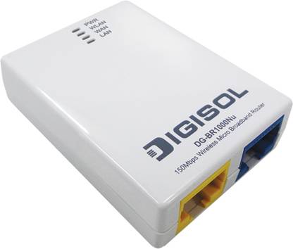 DIGISOL DG-BR1000Nu Wireless Micro Broadband Wireless Router 2.4 GHz 150 Mbps Wifi Speed Single Band Internal Antenna Ethernet (Cable Broadband)