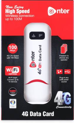 Enter E-D4G+ 4G Router 2.4 GHz 100 Mbps Wifi Speed Dual Band Internal Antenna MiFi (Sim Based)