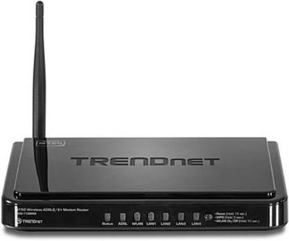 TRENDnet N Wireless ADSL 2 Modem Wireless Router 2.4 GHz 150 Mbps Wifi Speed Single Band External Antenna