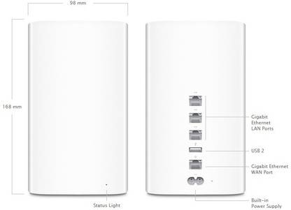 Apple AirPort Extreme Wireless Router 5 GHz, 2.4 GHz 1300 Mbps Wifi Speed Dual Band Internal Antenna Ethernet (Cable Broadband)