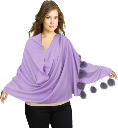 SUPER DROOL Cotton Blend Solid Women Shawl