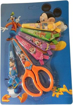 FUNCART mickey mouse Fancy Scissors Set ( SET OF 6 SCISSOR BLADES IN 6 STYLES) Scissors (Set of 6, Multicolor) Scissors