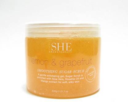 Om She Aromatherapy Lemon & Grapefruit Smoothing Sugar Scrub Exfoliating Gel Scrub