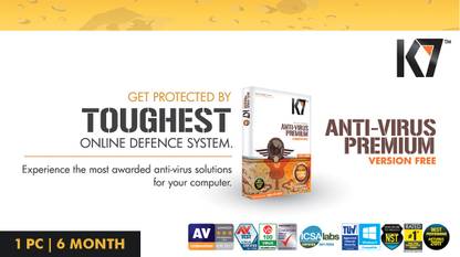 K7 Anti-Virus Premium 1 PC 6 Months (Activation card)