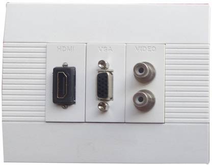 Dasam 3 Module HDMI VGA VIDEO Wall Plate(White) Media Streaming Device