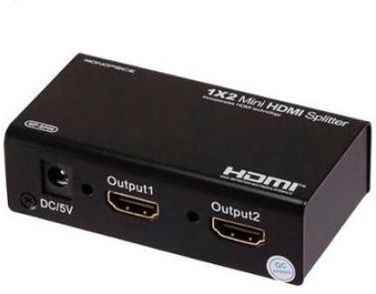 SPEED Plastic Black HDMI Splitter 1 Input 2 Output Media Streaming Device
