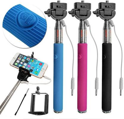 SAIMANI STORE Selfie_Stick_Aux cable for Iphone 4,5,6 , Android, window phone, No bluetooth, No charging required (assorted Colors) Cable Selfie Stick