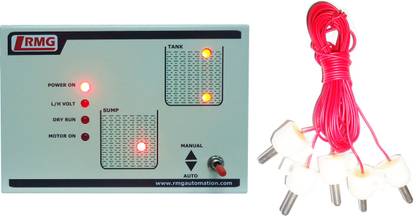 RMG Fully Automatic Water Level Controller for Motor Pump Operated by Switch/MCB above 1.5 HP - Tank & Sump Wired Sensor Security System