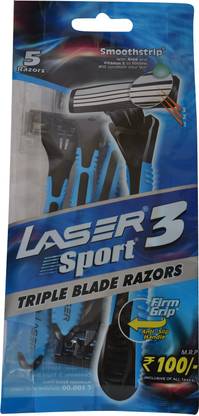 LASER Laser Sport 3 Disposable Razor (Pack of 5 Each Pack 5 Razor), Men