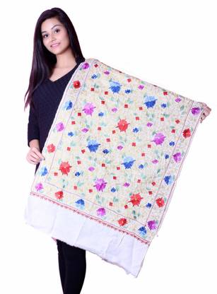 INARA ROBES Pure Wool Embroidered Women Shawl