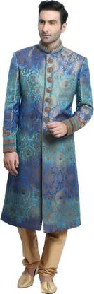 Jaihind SHADED BLUE KIMKHAB Self Design Sherwani