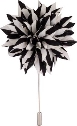 Avaron Projekt Handmade Black And White Flower Stainless Steel Sliding Pin Shirt Stud