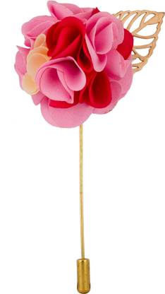 Avaron Projekt Handmade Pink Red Bunch Flower Stainless Steel Sliding Pin Shirt Stud