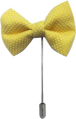 BLACKSMITH Vibrant Yellow Bow tie Brass Sliding Pin Shirt Stud