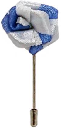 BLACKSMITH Two Tone Sea Blue Flower Lapel Pin Brass Sliding Pin Shirt Stud