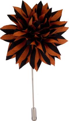 Avaron Projekt Handmade Brown Black Flower Stainless Steel Sliding Pin Shirt Stud