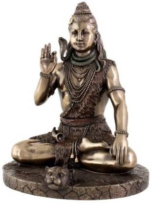 Collectible India Large Shiva Idol Hindu God Figurine Lord Shiva Meditation Sitting Pose Statue Decorative Showpiece  -  25 cm