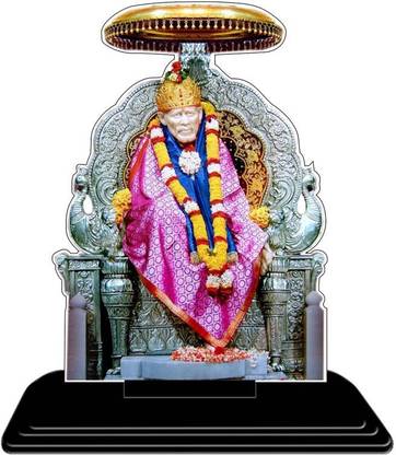 Awesome Creations Awesome Creations Sai Baba Wooden Car Dashboard Idol Decorative Showpiece  -  8.5 cm