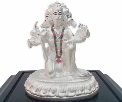 PURAN 999 Pure Silver Idol Panchmukhi Hanuman Ji (Divine Gift in Air Proof Acrylic Box) Decorative Showpiece  -  13 cm