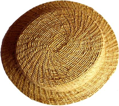 HAASTIKA Hand Crafted Golden Grass Hat(Large) Decorative Showpiece  -  8 cm