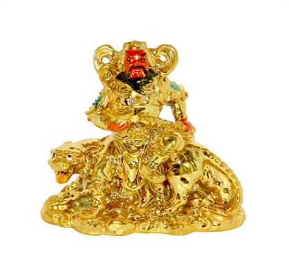 Vashoppee Vastu / Feng Shui / Loard Tsai Shen Yeh (GOD OF WEALTH ON TIGER) For Wealth And Prosperity Decorative Showpiece  -  8 cm