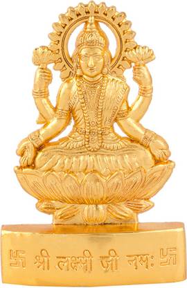 Zevotion Shri Lakshmi Gold Plated Idol Decorative Showpiece  -  7 cm