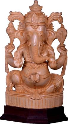 Wooden Ganesh Statue/Ganesha Idol/Ganpati Statue/Hindu God Sculpture - 10 inch height Decorative Showpiece  -  25.4 cm