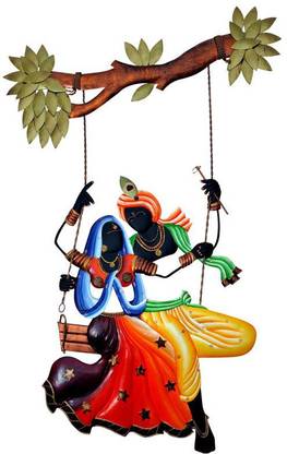 Real Craft Radha Krishna Swing (Jhula) Decorative Showpiece  -  75 cm