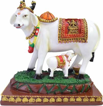 SUNNY CORPS Kamdhenu Cow & calf Gift Statue Idol Decorative Showpiece  -  20 cm