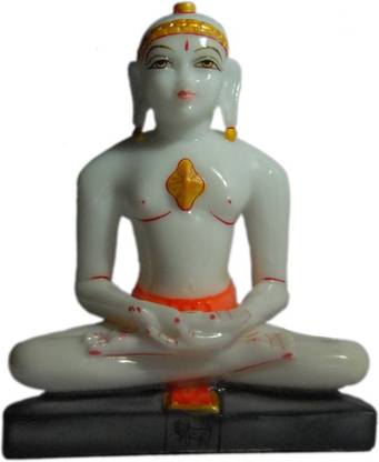 Madg Religious Idols Of 24th Jain Tirthankar Mahaveer Swami In Marble Finish Decorative Showpiece  -  22.5 cm