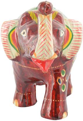 ALISHA TRADING COMPANY Clay Elephant Figurine (13 cm x 9.5 cm) Decorative Showpiece  -  13 cm