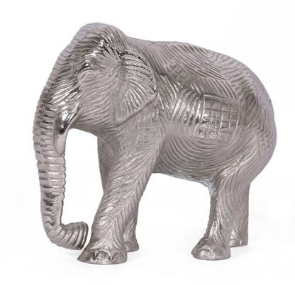 Collectible India Elephant Metal Statue Vintage Finish Decorative Showpiece  -  17.5 cm