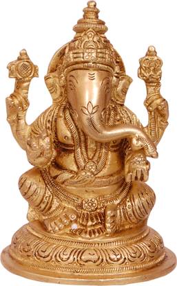 Swethamber Arts Brass Ganesha Statue Decorative Showpiece  -  15.24 cm