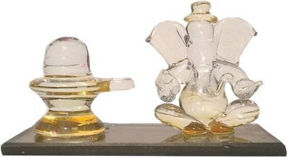 Mann Retails Ganesh ji with shivling on single base Decorative Showpiece  -  5.5 cm