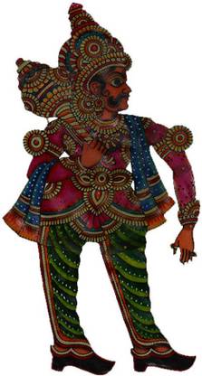 Craftuno Leather Hand Painted Foldable Puppet - Kumbhkaran Decorative Showpiece  -  22.5 cm