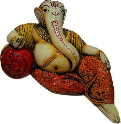The Nodding Head Lord Ganesha Reclining Statue Decorative Showpiece  -  9 cm