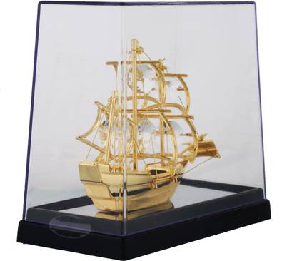 Gold n Gem Sailing Ship In Cabinet Decorative Showpiece  -  2.5 cm