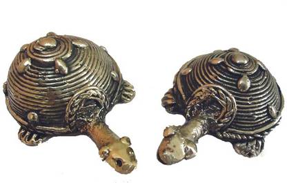 Real Craft Pair of Lucky Charm Small Tortoises Decorative Showpiece  -  5 cm