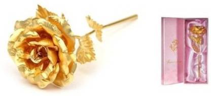 Bajya Real Gold Dipped Golden Rose Decorative Showpiece  -  15 cm