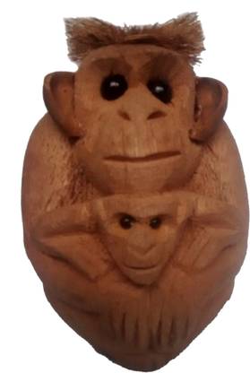 Mesha Coconut Monkey With Child Decorative Showpiece  -  18 cm