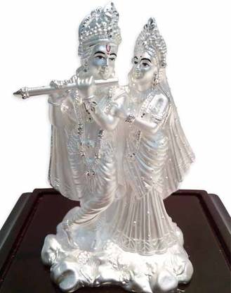 PURAN 999 Pure Silver Idol Radha Krishna (Standing) (Divine Gift in Air Proof Acrylic Box) Decorative Showpiece  -  15 cm