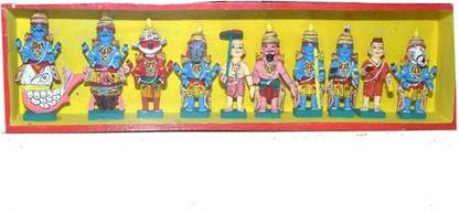 Zilla Samakya Chittoor Sri Maha Vishnu Dasavatharam - Kondapalli Wood Craft Decorative Showpiece  -  12.7 cm